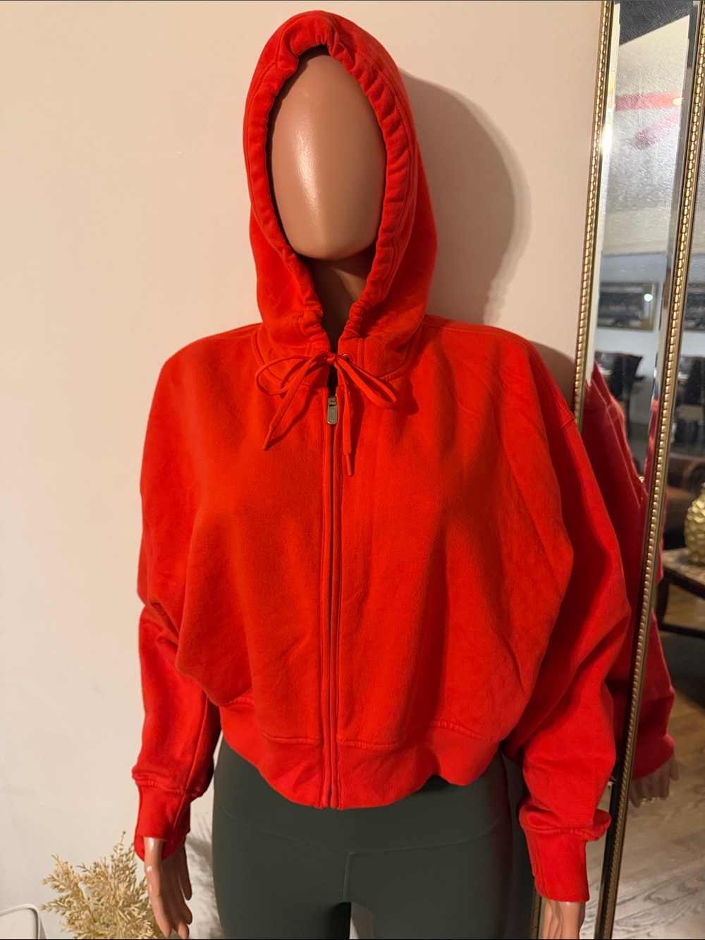 Athleta Vibrant Red Hooded Zip Bomber Jacket - Picture 1 of 5